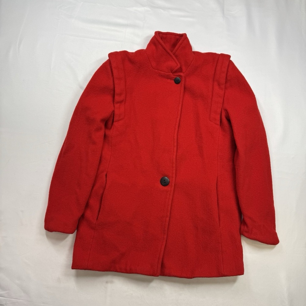 Vintage BRAETAN Ladies Garment Workers Union Made in USA Red Wool Coat L 18x26 W